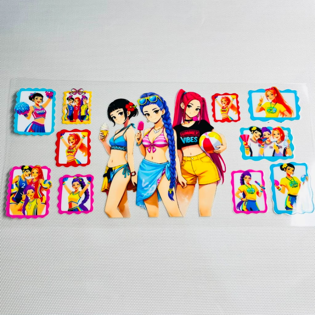 16oz UVDTF Cup Wraps,Cartoon , Kpop Girl