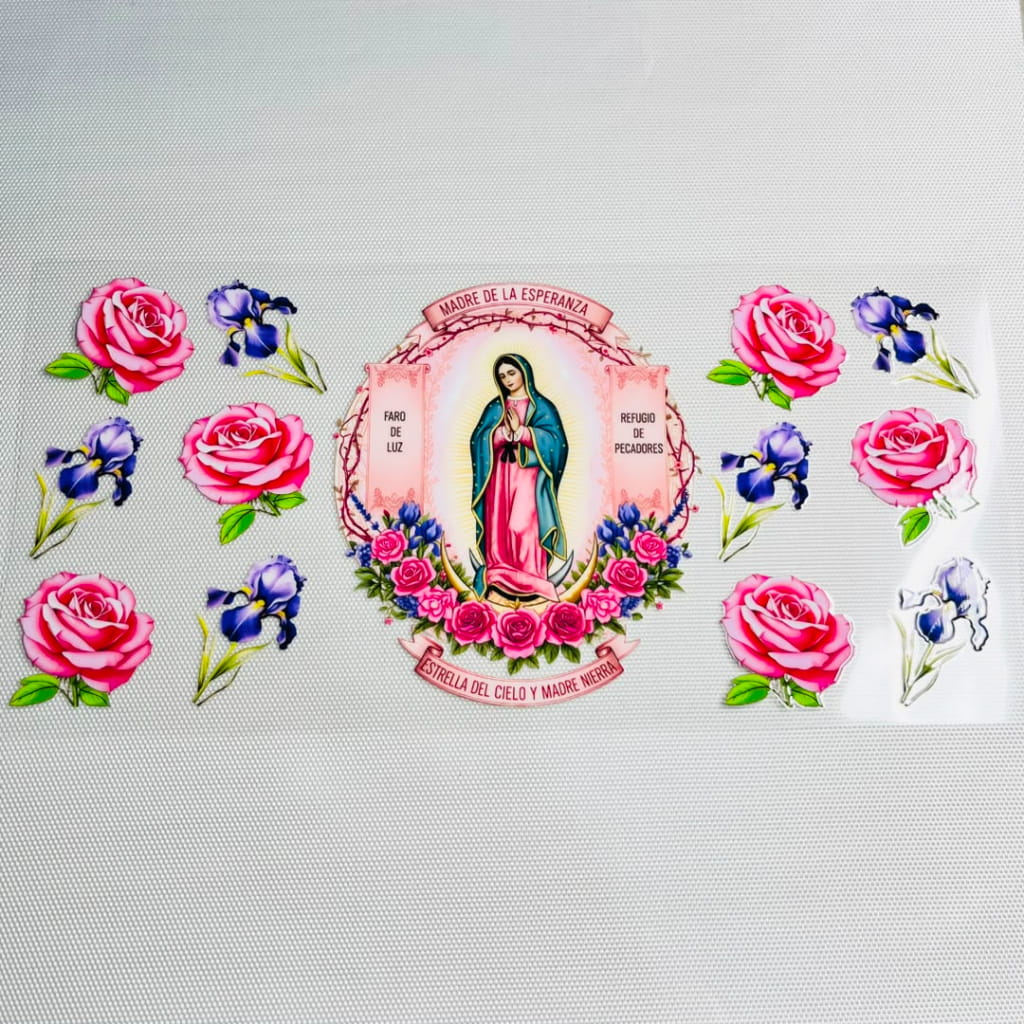 16oz UVDTF Cup Wraps ,Rose ,The Virgin Mary