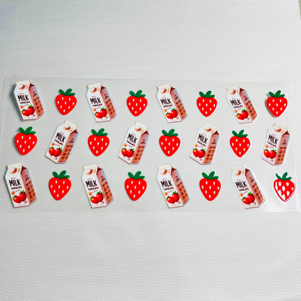 16oz UVDTF Cup Wraps, Fruit , Strawberry With Milk