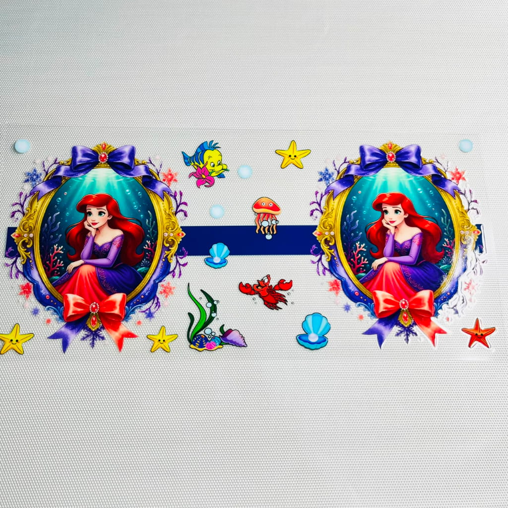 16oz UVDTF Cup Wraps,Cartoon , Princess ,Ariel & Mermaid