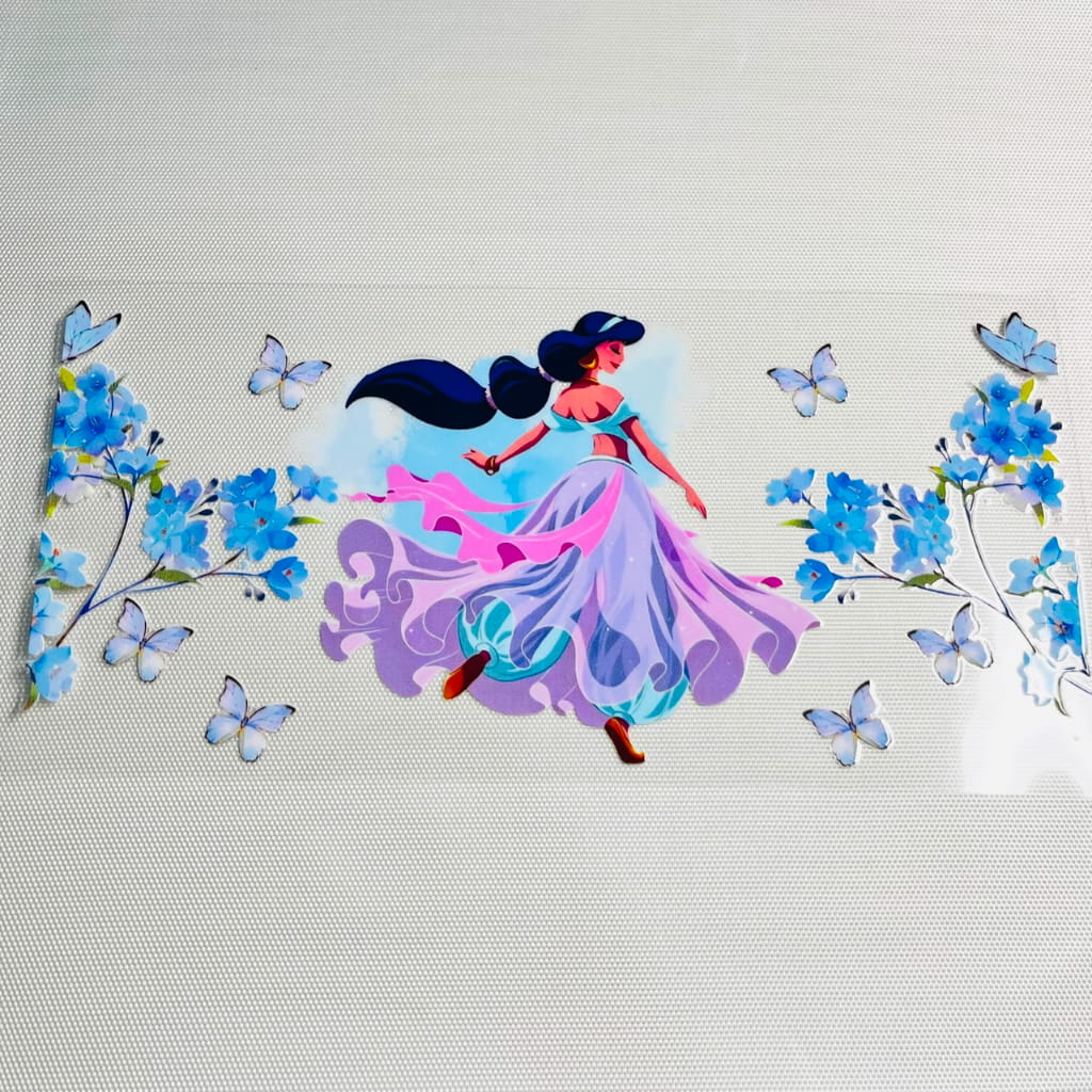 16oz UVDTF Cup Wraps,Cartoon , Princess ,Jasmine ,Butterfly ,Flower
