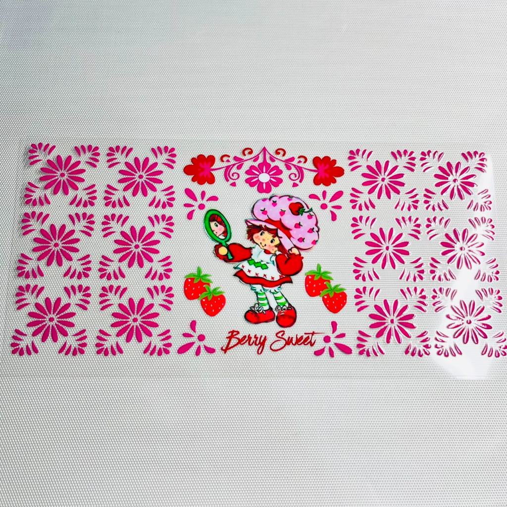 16oz UVDTF Cup Wraps, Cartoon ,Strawberry Shortcake