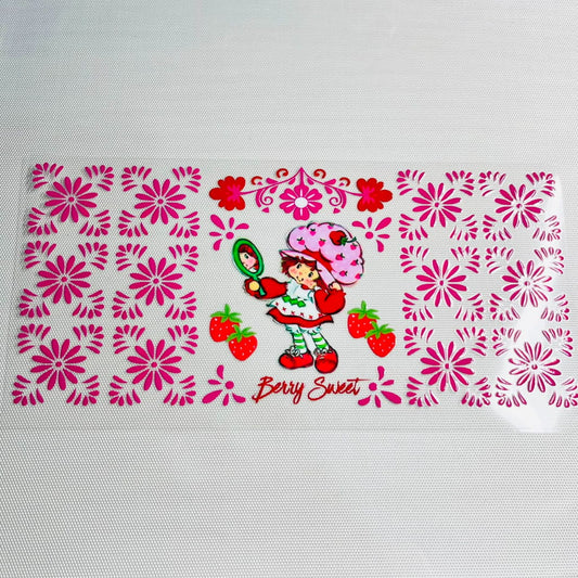 16oz UVDTF Cup Wraps, Cartoon ,Strawberry Shortcake