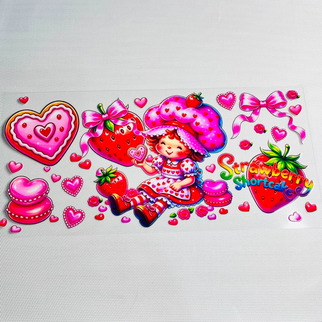 16oz UVDTF Cup Wraps, Cartoon ,Strawberry Shortcake
