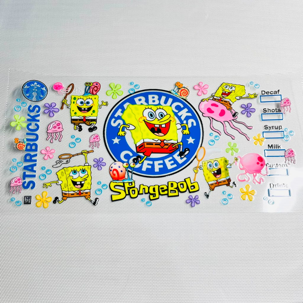 16oz UVDTF Cup Wraps, Cartoon , Spongebob