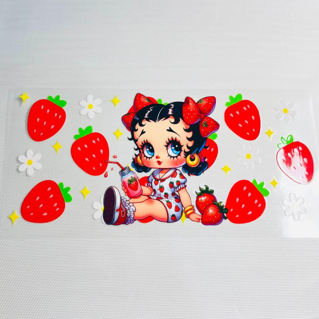 16oz UVDTF Cup Wraps, Betty Boop, Strawberry