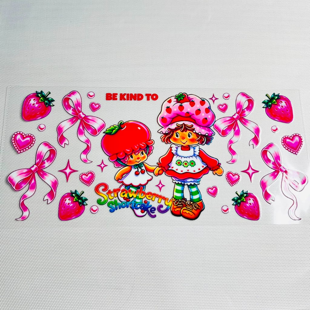 16oz UVDTF Cup Wraps, Cartoon ,Strawberry Shortcake