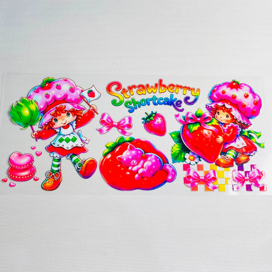 16oz UVDTF Cup Wraps, Cartoon ,Strawberry Shortcake