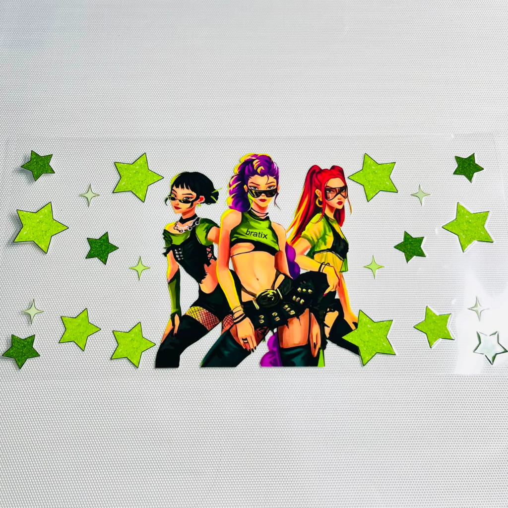 16oz UVDTF Cup Wraps,Cartoon , Kpop Girl