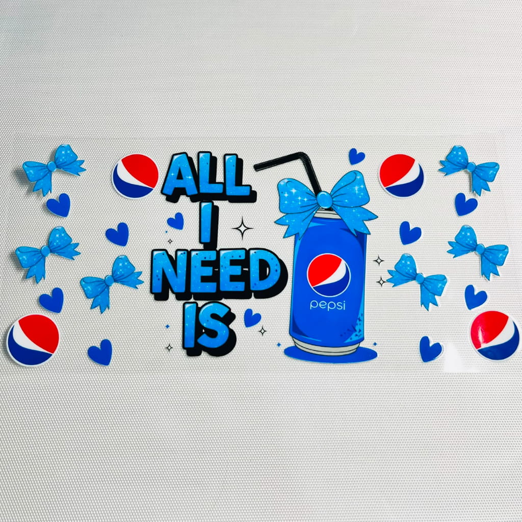 16oz UVDTF Cup Wraps, Pepsi ,Drinking