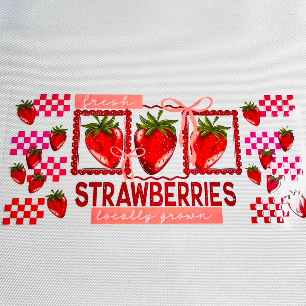 16oz UVDTF Cup Wraps, Fruit , Strawberry