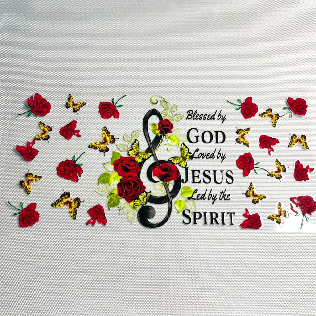 16oz UVDTF Cup Wraps,Musical Notes ,Rose ,Butterfly, Religion & God & Jesus