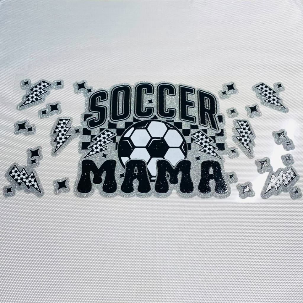 16oz UVDTF Shiny Glitter Cup Wraps, Water Proof ,Soccer Mama & Mom