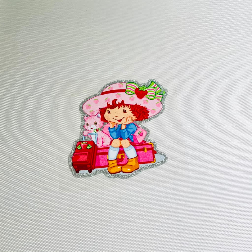 4inch Decals Shiny Glitter Cup Wraps, Water Proof,Cartoon ,Strawberry Shortcake