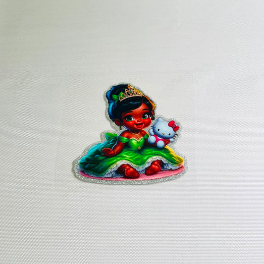 4inch Decals Shiny Glitter Cup Wraps, Water Proof,Cartoon ,Princess,Tiana