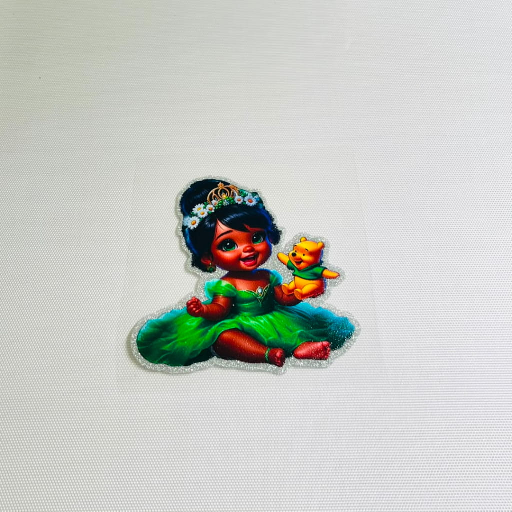 4inch Decals Shiny Glitter Cup Wraps, Water Proof,Cartoon ,Princess,Tiana