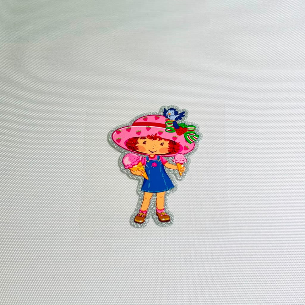 4inch Decals Shiny Glitter Cup Wraps, Water Proof, Cartoon, Strawberry Shortcake