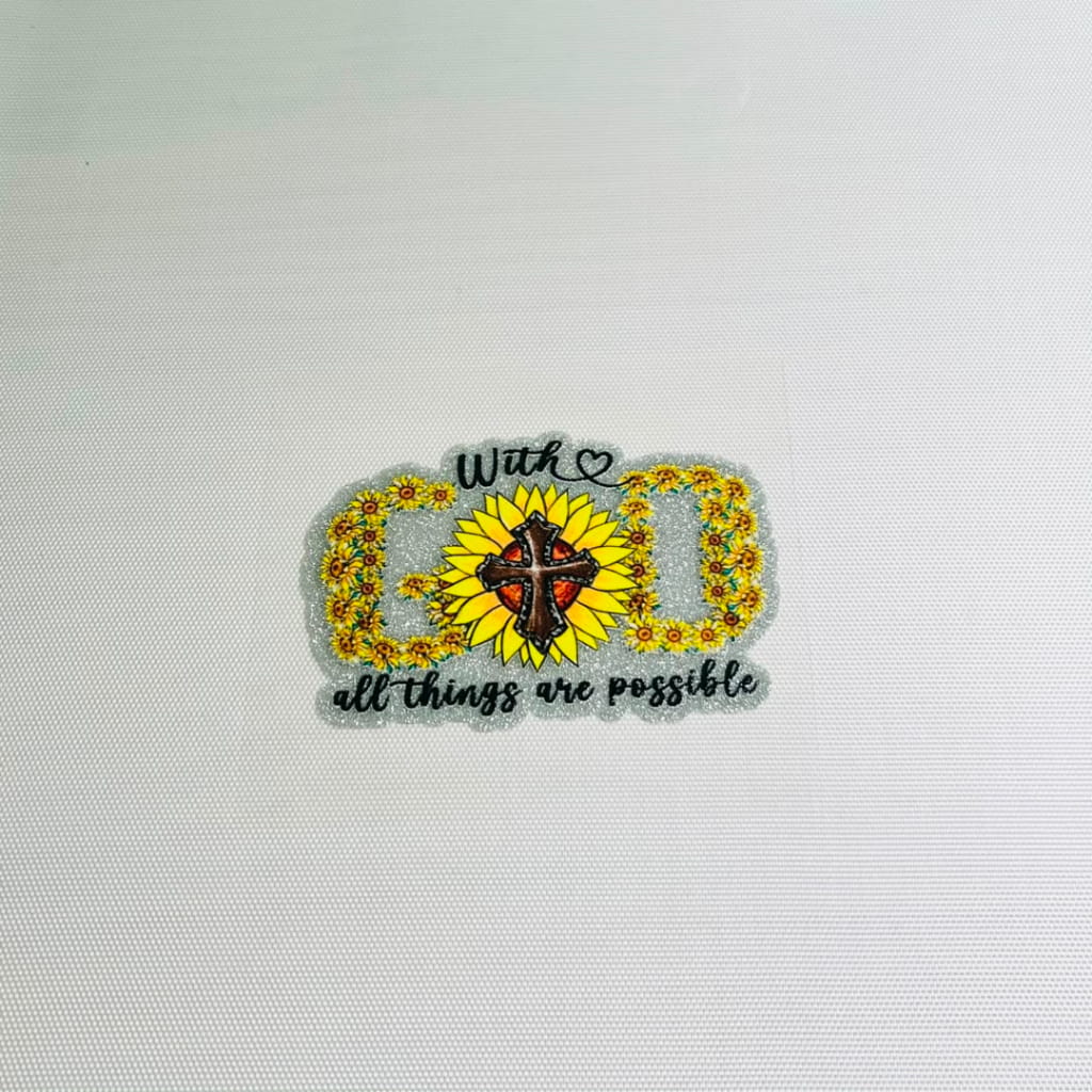 4inch Decals Shiny Glitter Cup Wraps, Water Proof, With God all things are Possible