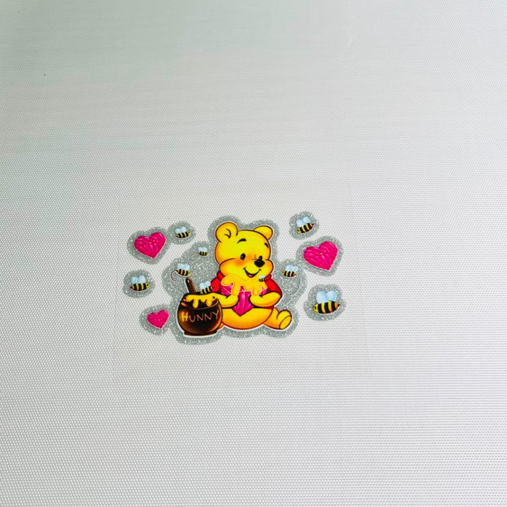 4inch Decals Shiny Glitter Cup Wraps, Water Proof, Cartoon, Winnie Pooh