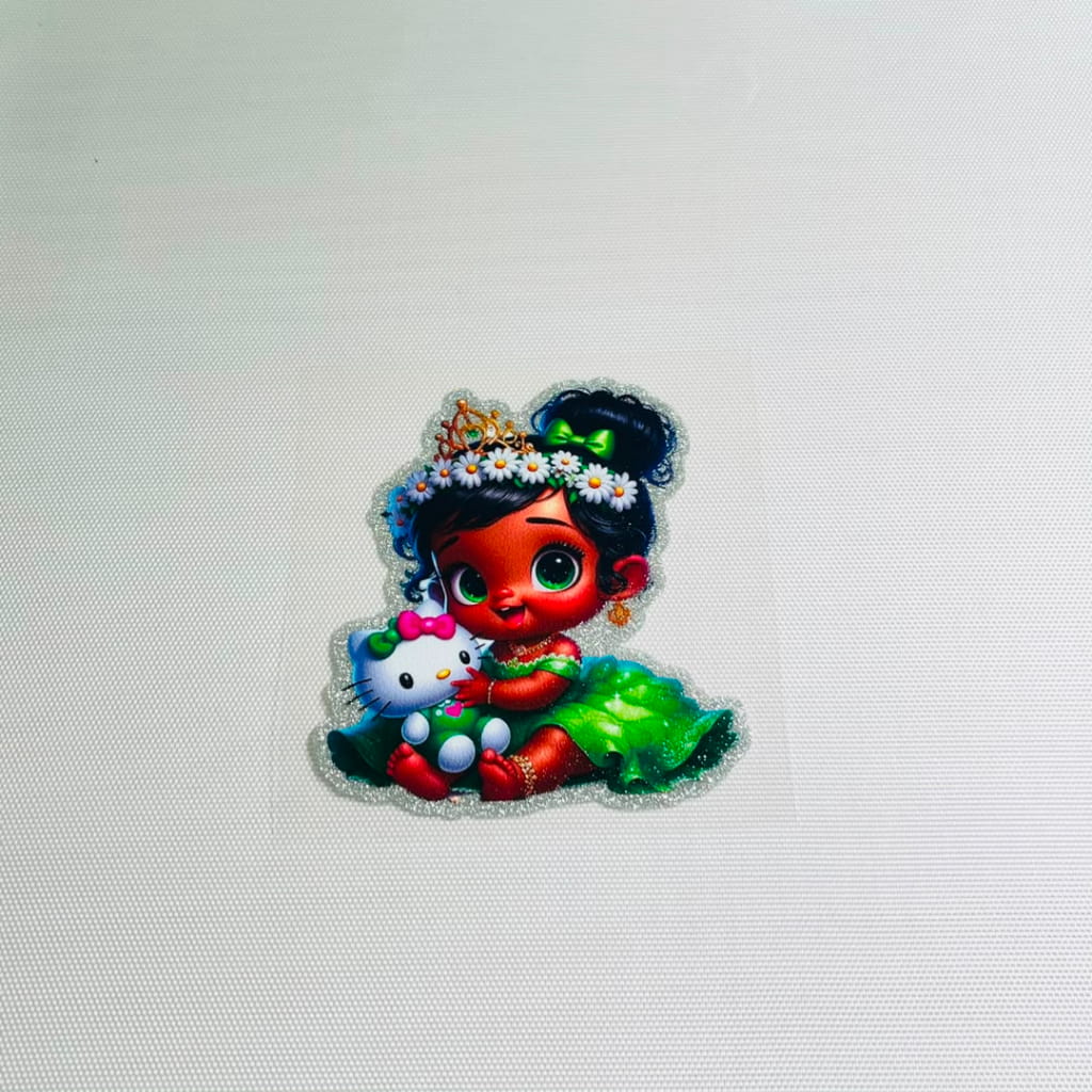 4inch Decals Shiny Glitter Cup Wraps, Water Proof,Cartoon ,Princess,Tiana