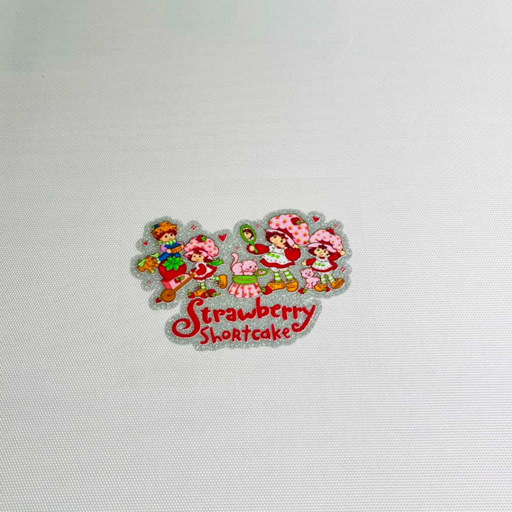 4inch Decals Shiny Glitter Cup Wraps, Water Proof, Cartoon, Strawberry Shortcake