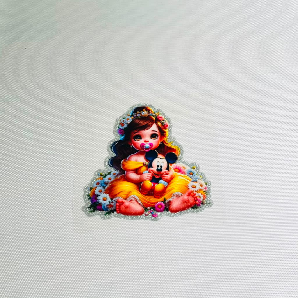 4inch Decals Shiny Glitter Cup Wraps, Water Proof,Cartoon ,Princess,Belle ,The Beauty and Beast