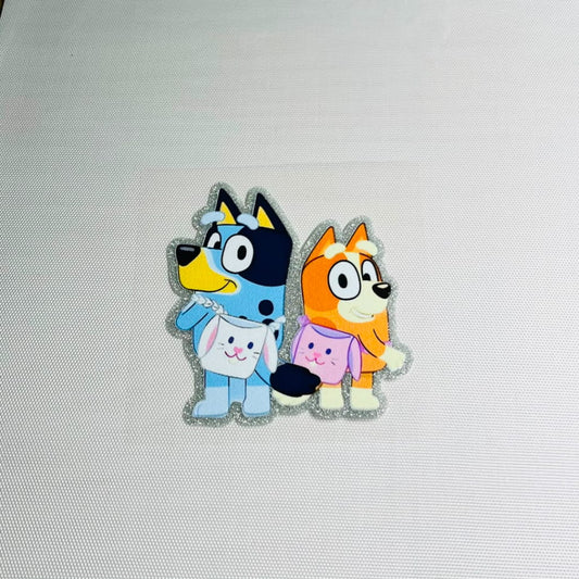 4inch Decals Shiny Glitter Cup Wraps, Water Proof, Cartoon, Bluey