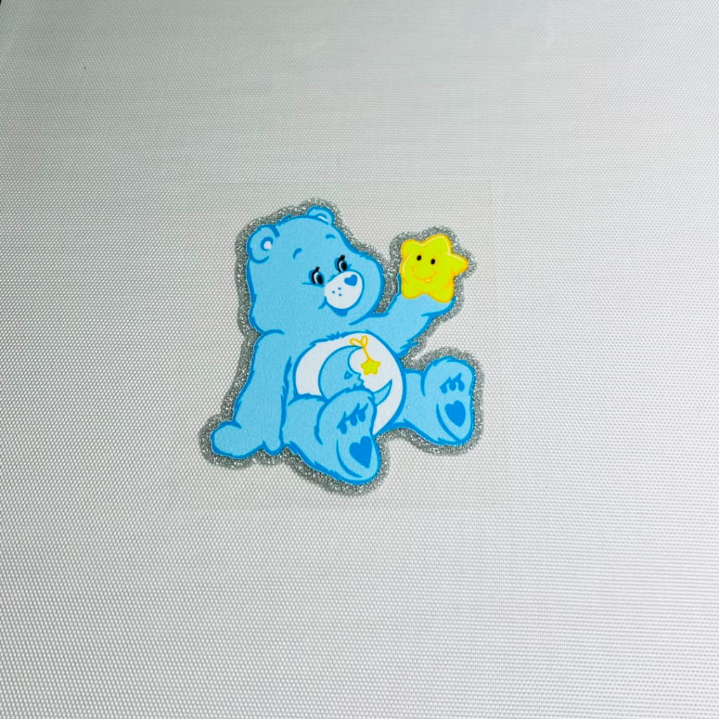 4inch Decals Shiny Glitter Cup Wraps, Water Proof, Cartoon ,Care Bear