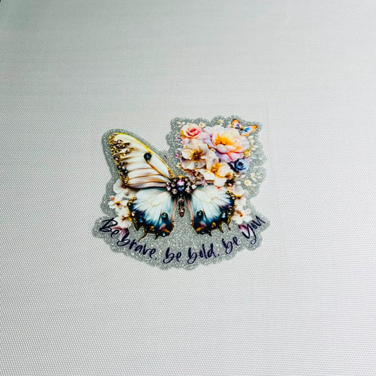 4inch Decals Shiny Glitter Cup Wraps, Water Proof, Butterfly