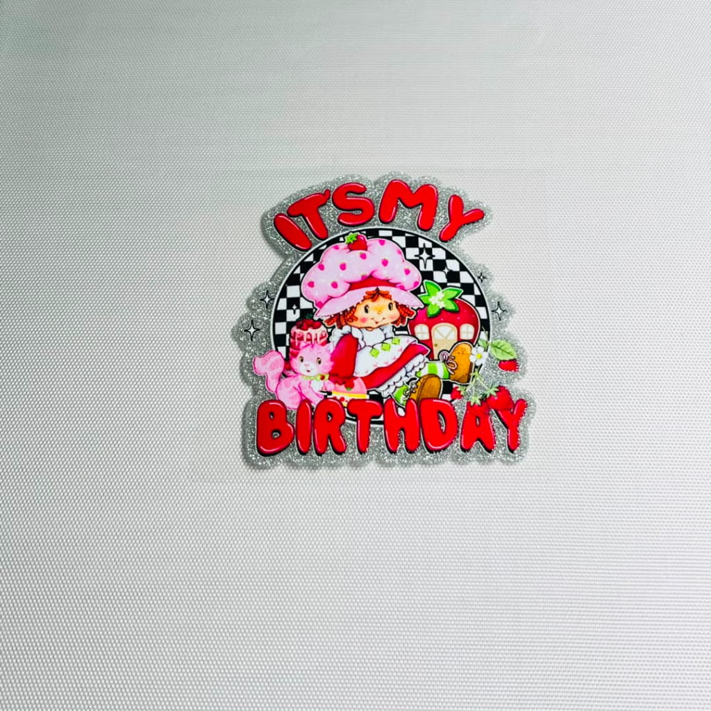 4inch Decals Shiny Glitter Cup Wraps, Water Proof, Cartoon, Strawberry Shortcake