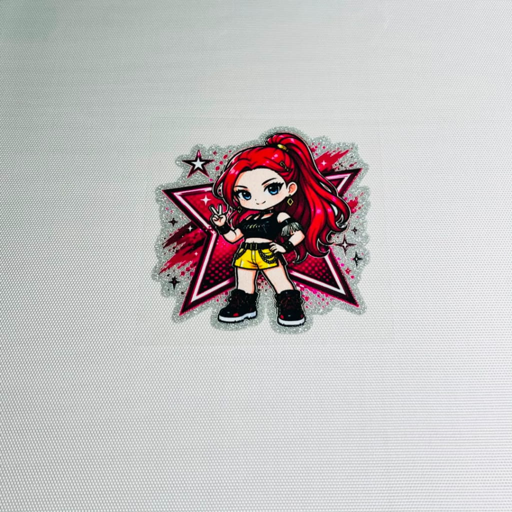 4inch Decals Shiny Glitter Cup Wraps, Water Proof, Cartoon,  Kpop Girl