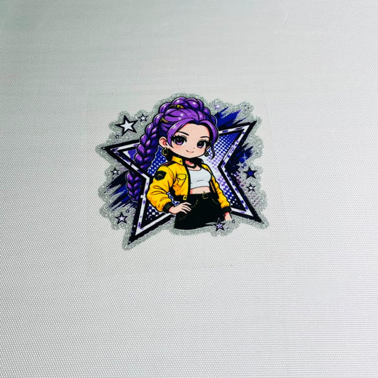 4inch Decals Shiny Glitter Cup Wraps, Water Proof, Cartoon,  Kpop Girl