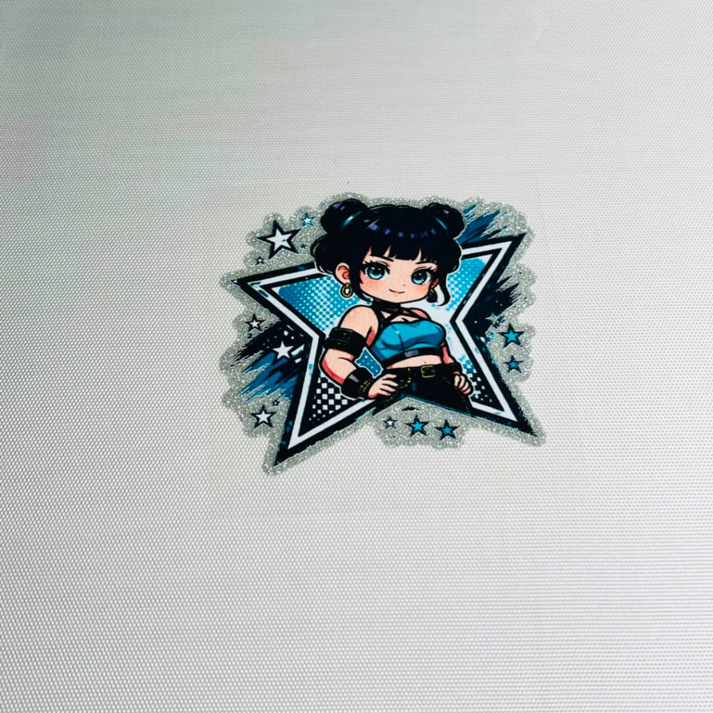 4inch Decals Shiny Glitter Cup Wraps, Water Proof, Cartoon,  Kpop Girl