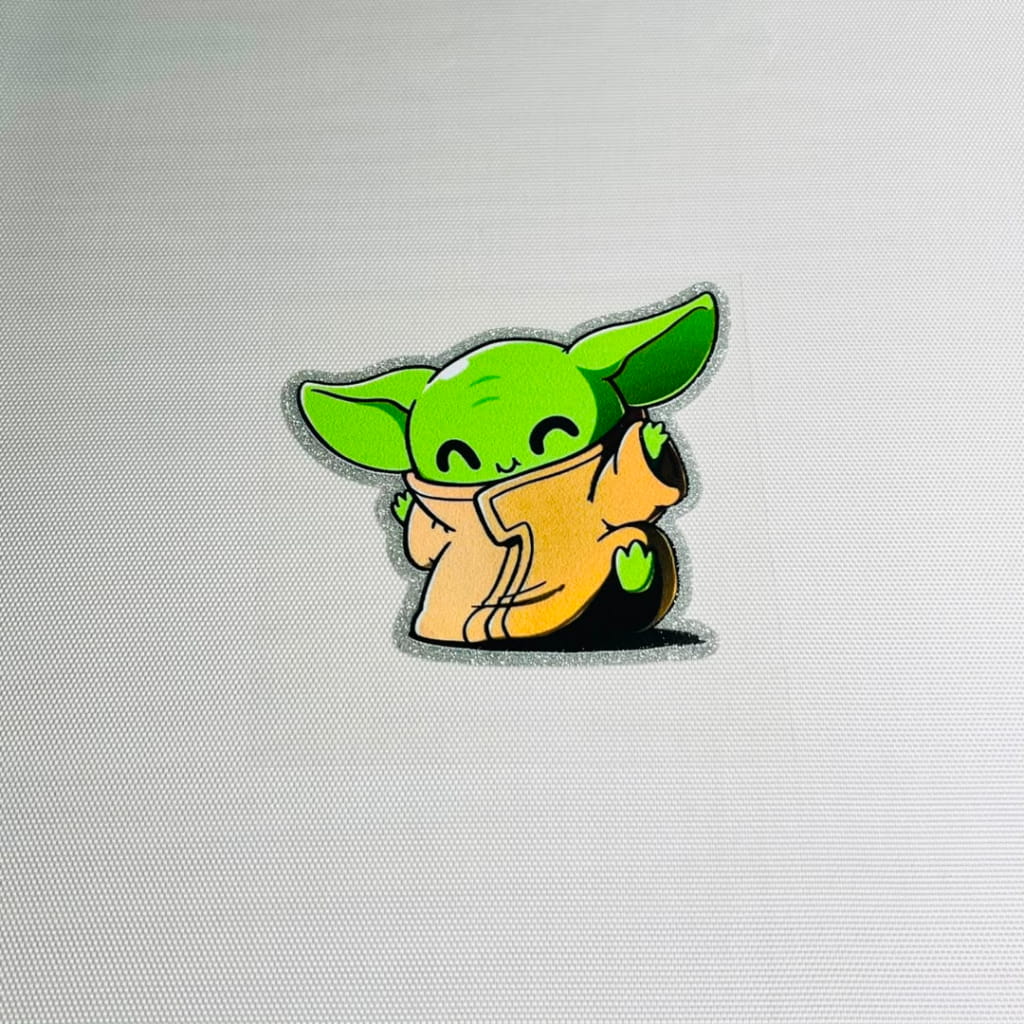 4inch Decals Shiny Glitter Cup Wraps, Water Proof, Cartoon ,Star Wars, Baby Yoda