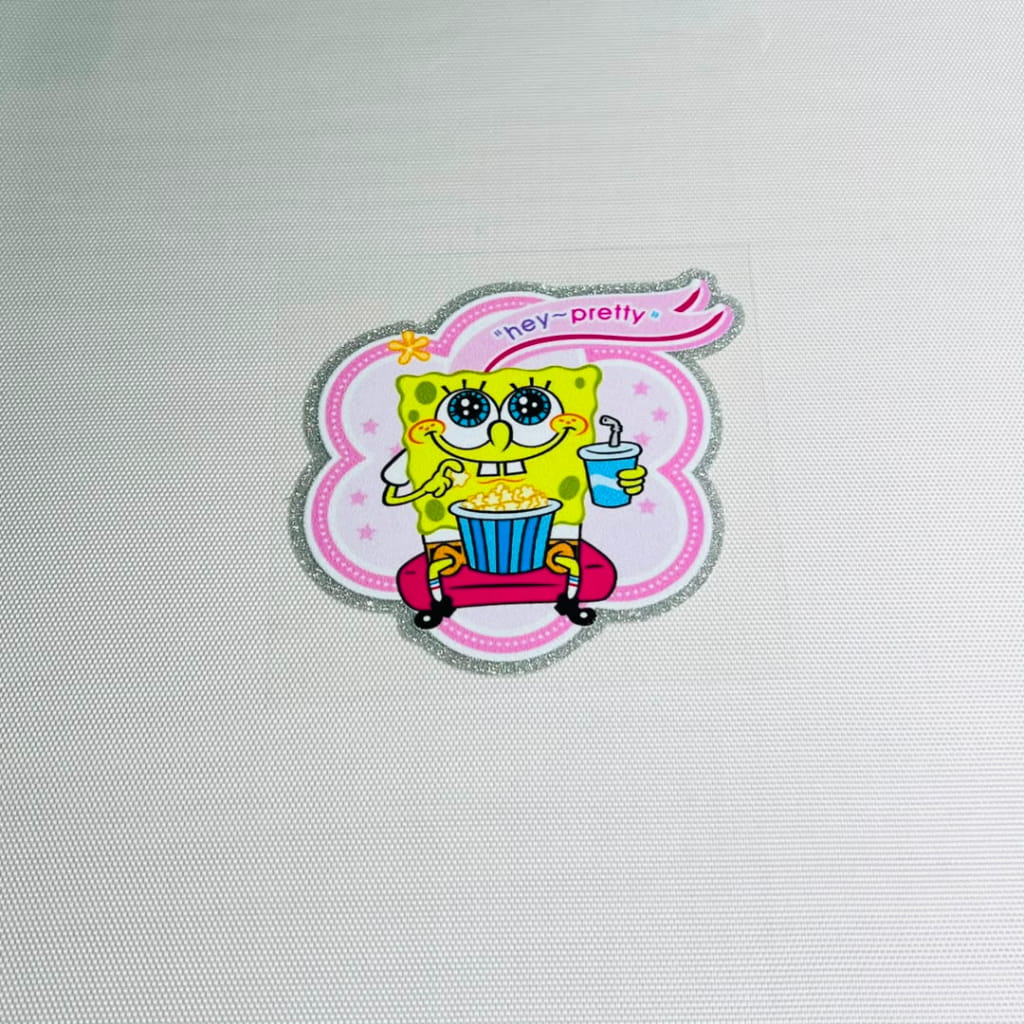 4inch Decals Shiny Glitter Cup Wraps, Water Proof, Cartoon ,Spongebob
