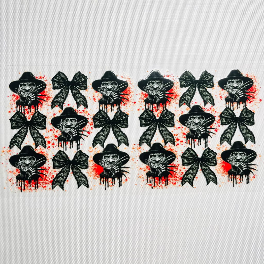 16oz UVDTF Cup Wraps, Halloween , Freddy Krueger ,Bownet