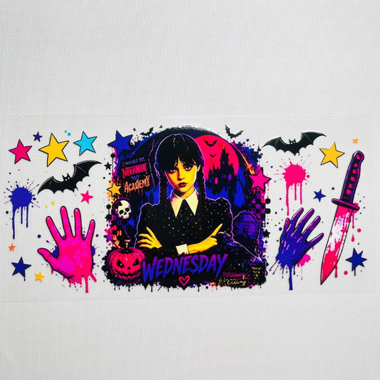 16oz UVDTF Cup Wraps,Halloween, Horroible, Wednesday