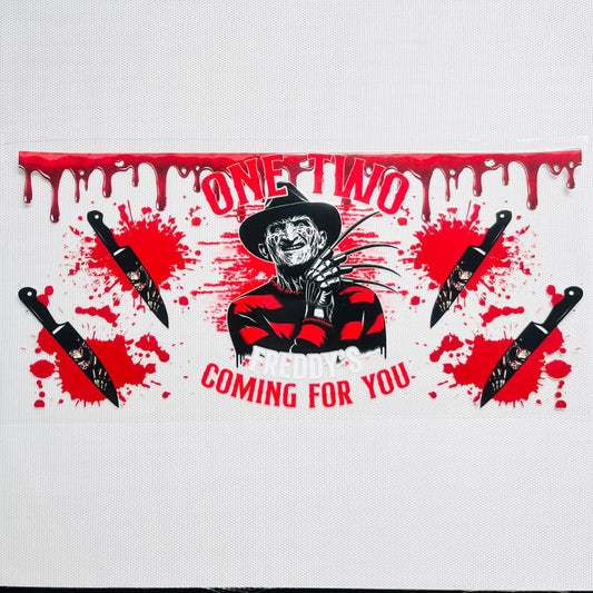 16oz UVDTF Cup Wraps, Halloween , Freddy Krueger