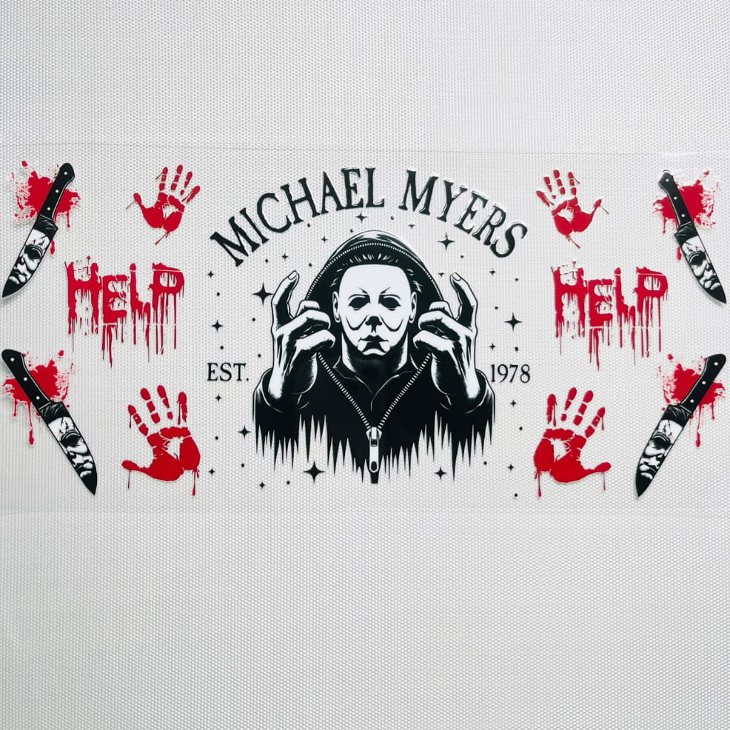 16oz UVDTF Cup Wraps,Halloween, Horroible, Spooky Vibes, Michael Myers