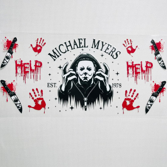 16oz UVDTF Cup Wraps,Halloween, Horroible, Spooky Vibes, Michael Myers