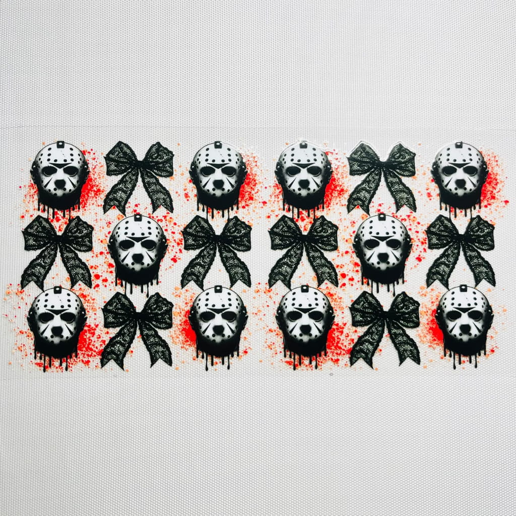 16oz UVDTF Cup Wraps,Cartoon , Halloween ,Horrible ,Spooky Vibes, Jason Voorhees