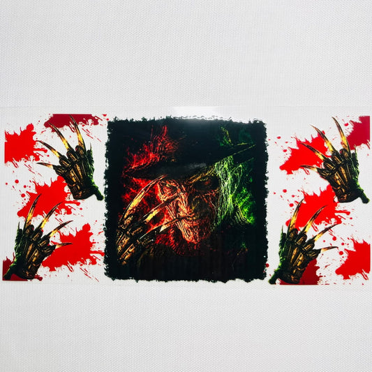 16oz UVDTF Cup Wraps, Halloween , Freddy Krueger