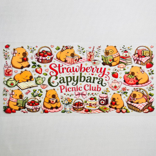 16oz UVDTF Cup Wraps ,Cartoon ,Strawberry Capybara