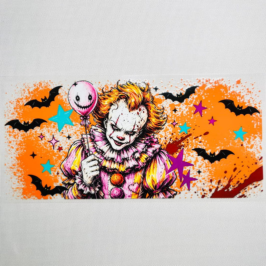 16oz UVDTF Cup Wraps,Halloween, Horroible, Spooky Vibes, Pennywise