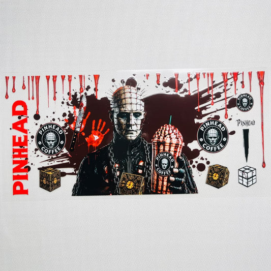 16oz UVDTF Cup Wraps,Halloween, Horroible, Spooky Vibes, Hellraiser Pinhead