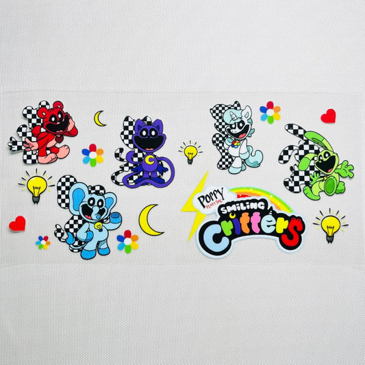 16oz UVDTF Cup Wraps,Halloween, Horroible ,Cartoon ,Smiling Playtime & Smiling Critters