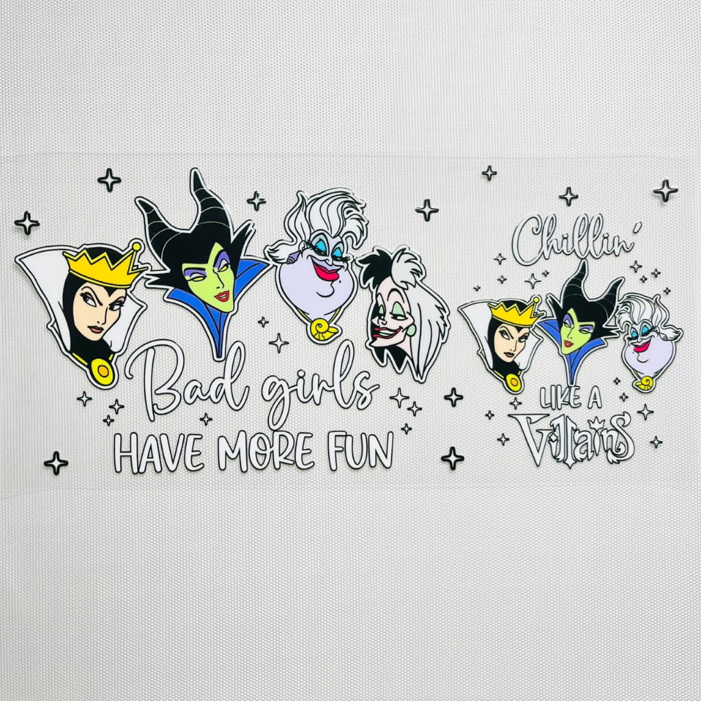 16oz UVDTF Cup Wraps,Halloween, Horroible ,Cartoon ,Disney Villains ,Bad Girls