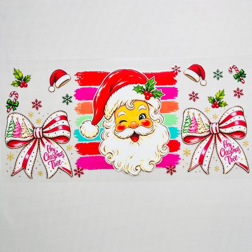 16oz UVDTF Cup Wraps, Christmas Vibes ,Santa Claus