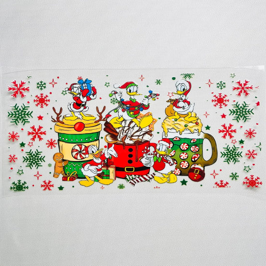 16oz UVDTF Cup Wraps, Christmas Vibes ,Cup ,Cartoon ,Donald Duck
