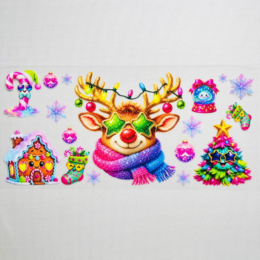 16oz UVDTF Cup Wraps, Christmas Vibes ,Deer